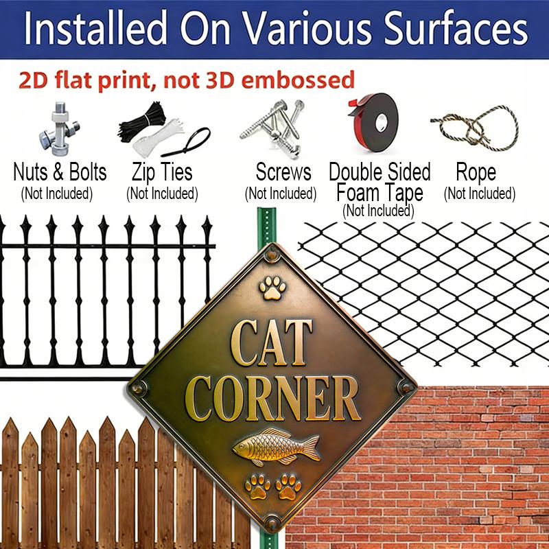 2D Flat, 1pc Vintage Cat-Themed Aluminum Wall Sign - Retro Suitable for Office, Living Room, Hallway Decor - Cat Decoration Panel for Entryway
