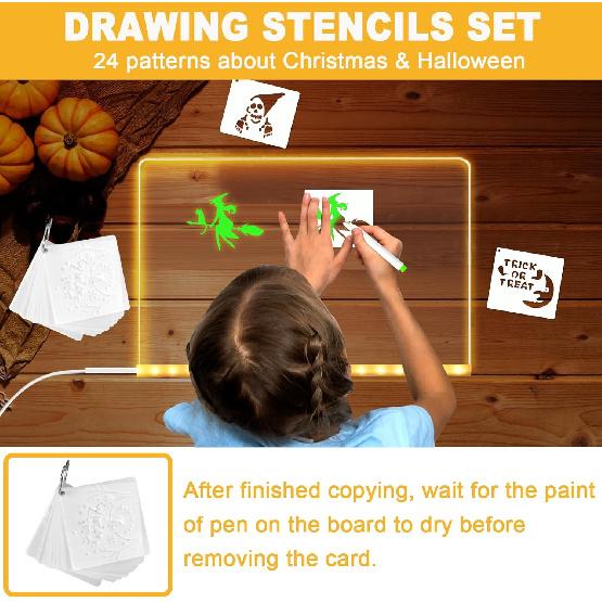 Lumiboard LED Drawing Board, Light Up Acrylic Dry Erase Board 11.8x7.9” with Stand, LED Note Board with Colors, Acrylic Message Writing Board with