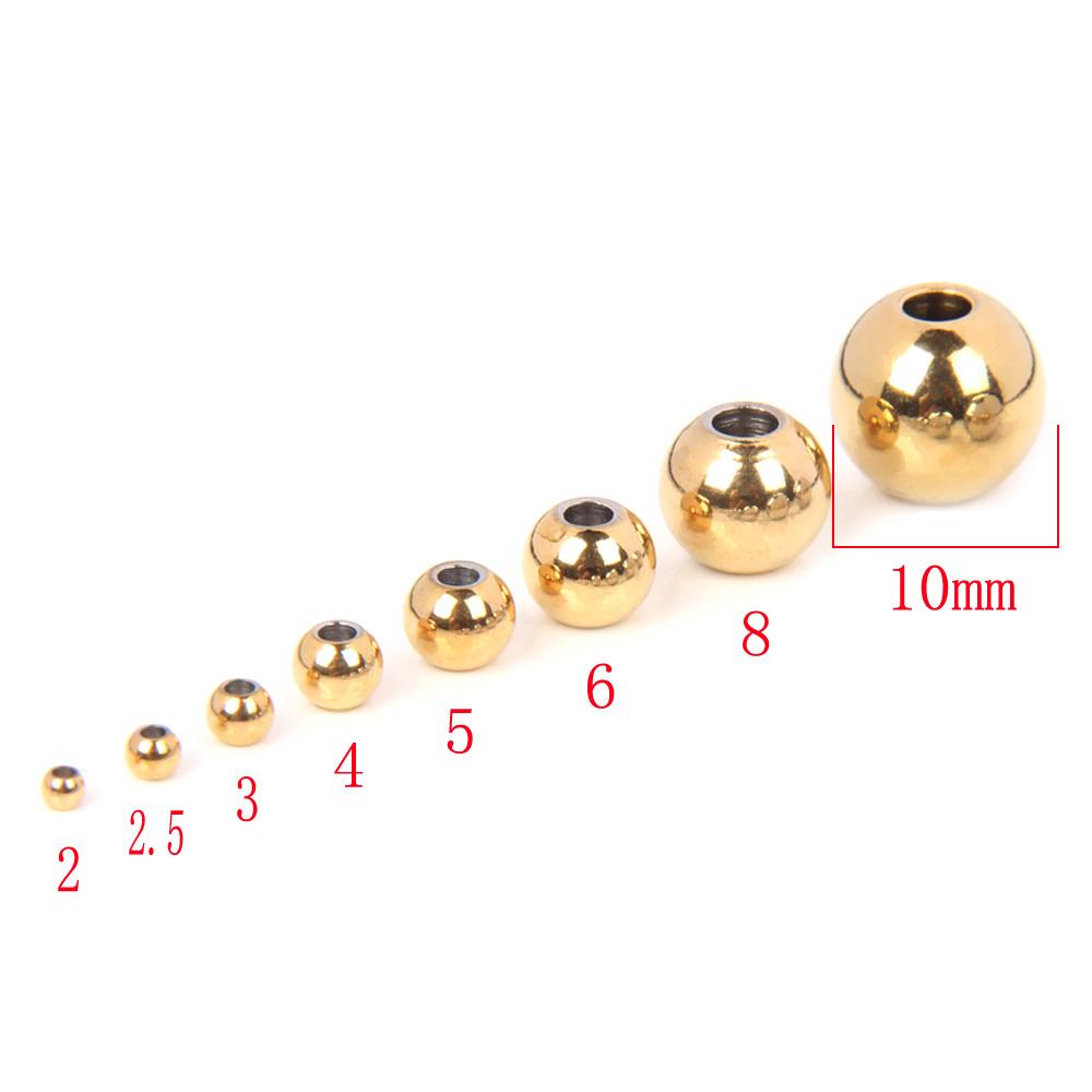 

15-100Pcs/Lot 2-10mm Stainless Steel PVD plated Gold Loose Spacer Beads Ball for Making Bracelets Jewelry Accessories Finding 10 x hole3mm-15pcs