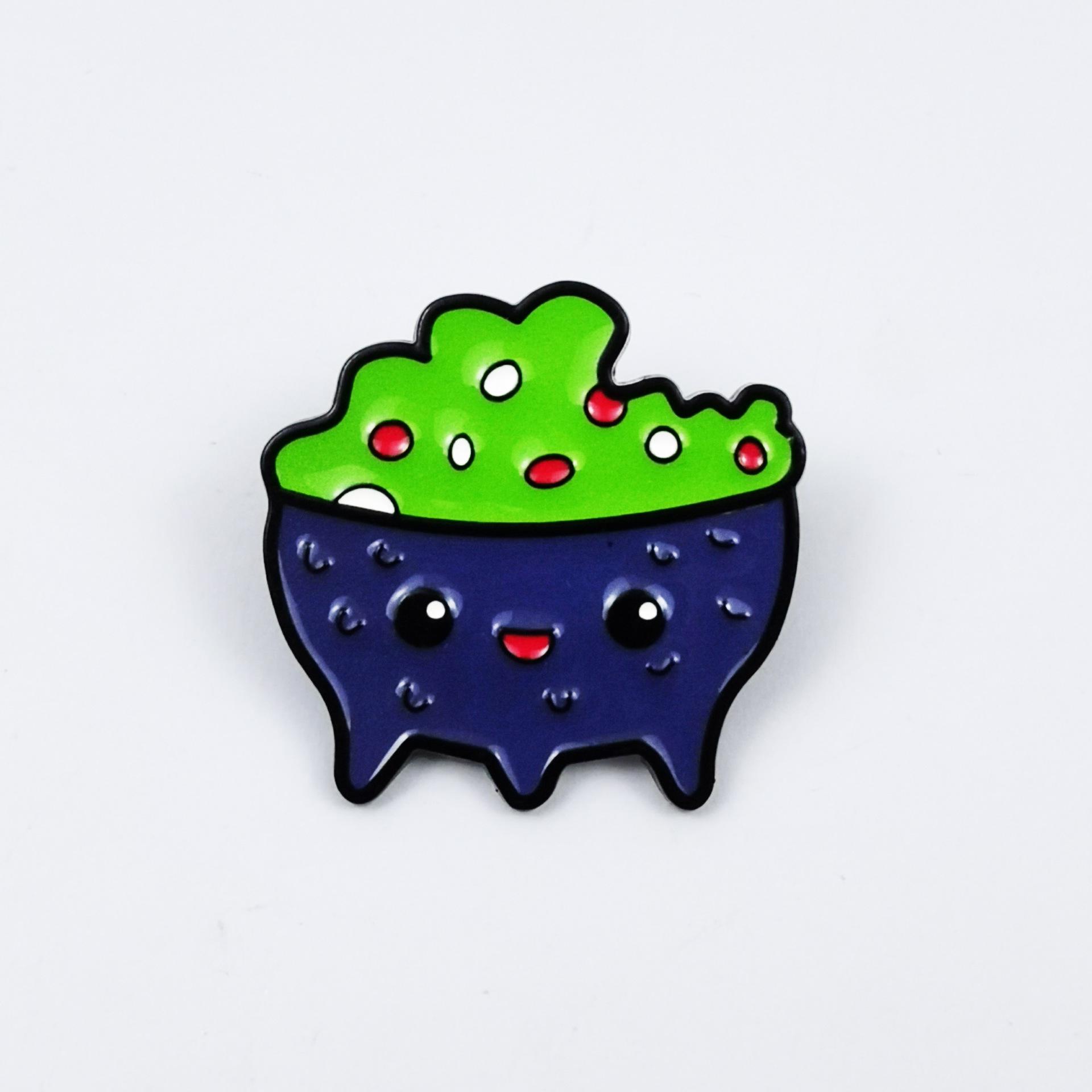 Adorable Anime Character Fruit Brooch - Creative Metal Badge for Kids Backpacks