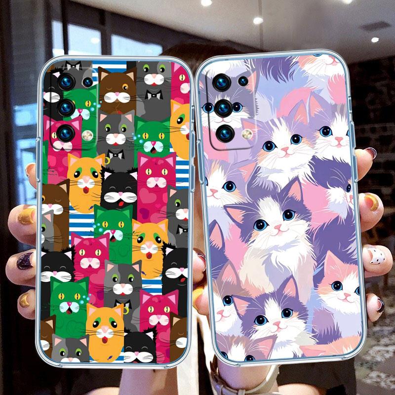 Cat Kitten Cute Transparent Phone Case for Samsung Galaxy A04 A04S A14 A23 A34 A54 M23 M33 M52 M53