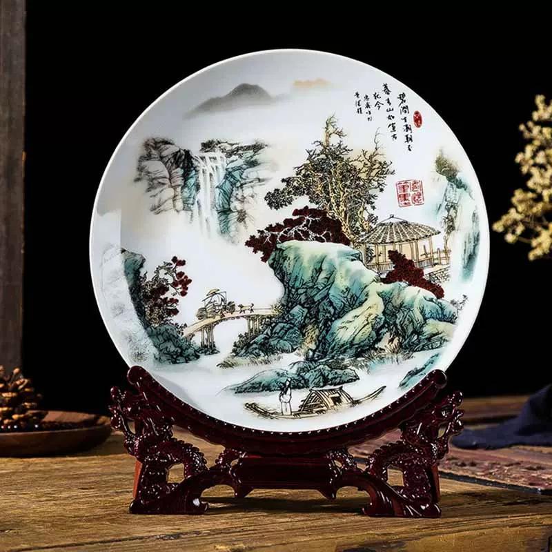 26CM Ceramic Plate Ornaments Home Decorations Furnishings Flower Arrangement Home Crafts Modern With Base