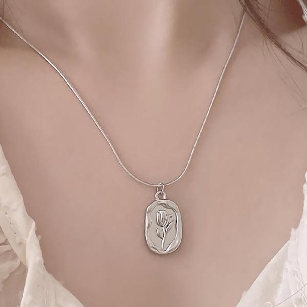 Damen Chirurgenstahl Vintage Tulpe Stimmungs-Halskette