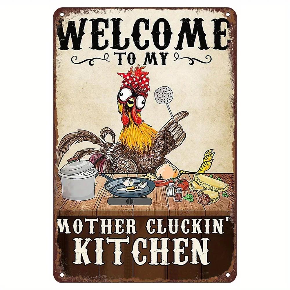 Vintage aluminiumskyltar för kycklingfarm för mysig kaféinredning