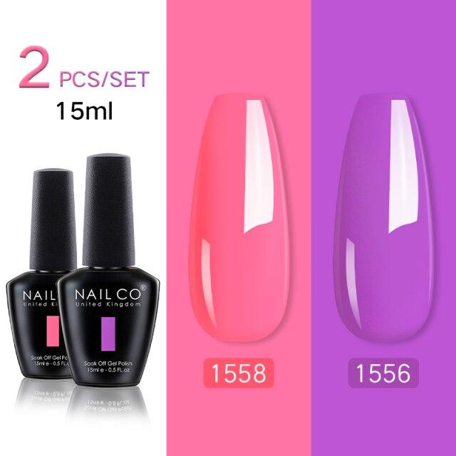 NAILCO 2 цвета, 15 мл, набор гель-лаков для ногтей Vernis, полуперманентный УФ-светодиодный гель для дизайна ногтей, принадлежности для профессионалов, отмачиваемый верхний слой