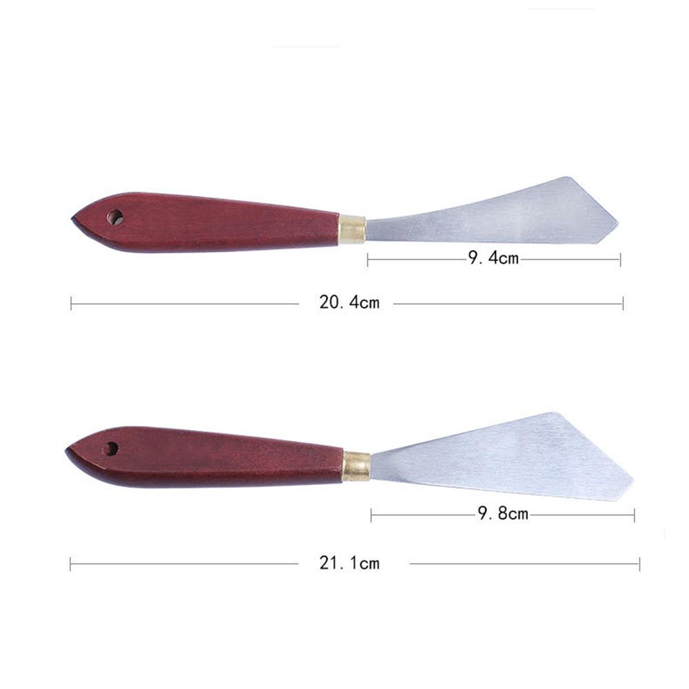 4 Pcs Painting Knife Set Stainless Steel Scrapers Wooden Handle Tray Tools Paint Tray Scrapers Supplies Drawing Mixer