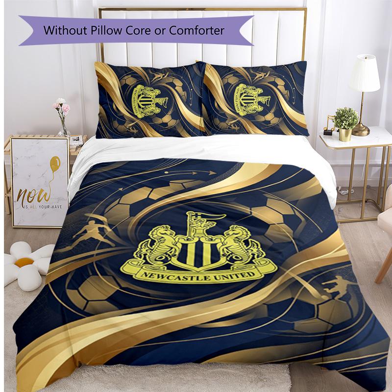 Set Lenzuola Stampato Newcastle United Football 3 Pezzi, Comodo Set Copripiumino per Camera da Letto Amico della Pelle