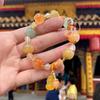 Natural Xinjiang Golden Silk Jade Pumpkin & Gourd Multi-Blessing Bracelet