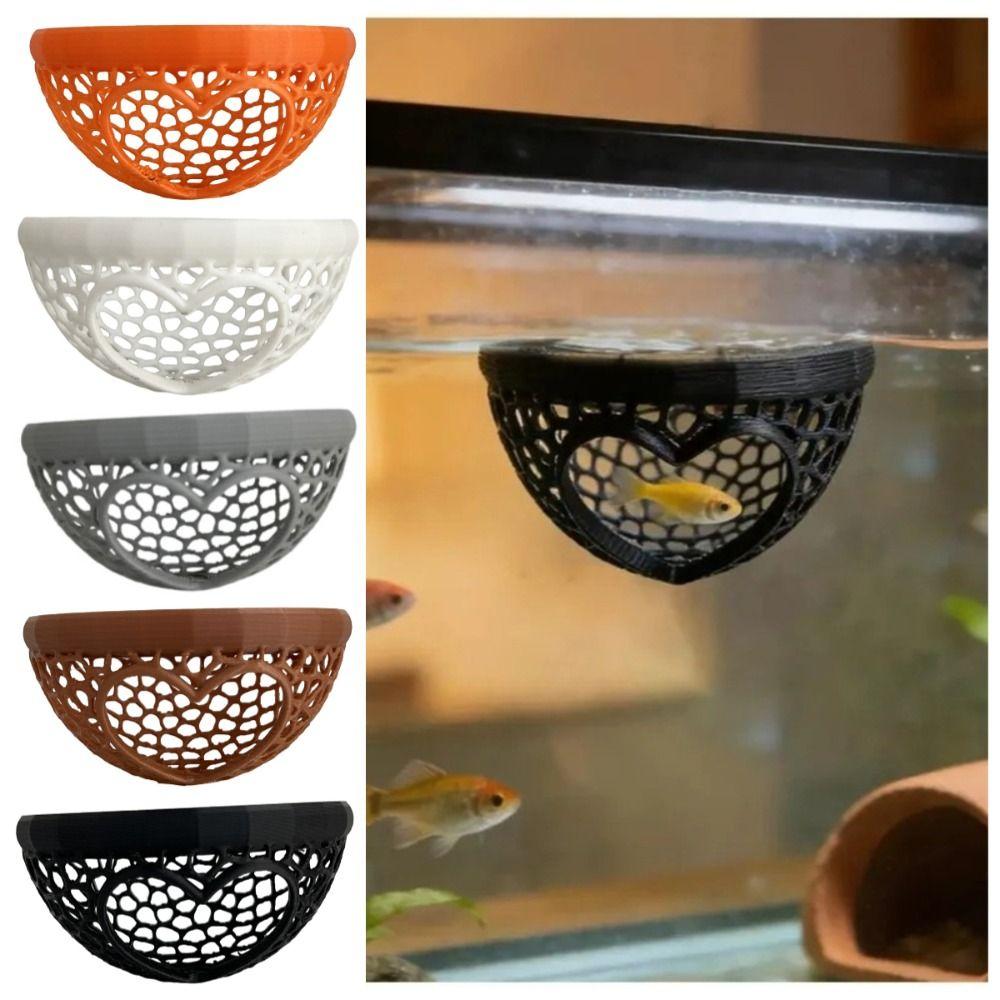 3-in-1 Aquarium Floating Cave 3D Printing Heart-shaped Hammock Feeding Ring & Resting Spot Safe Decorative Betta Cave