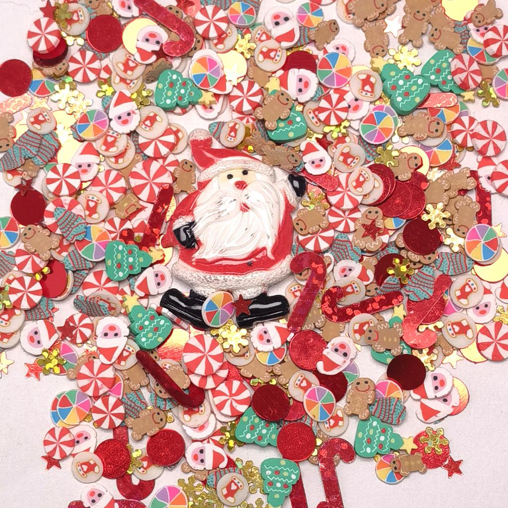 500g Cute Christmas Themed Beads Festival Accessories Soft Clay Pieces Slime Making Kits DIY Kids Crafts Sensory Toys