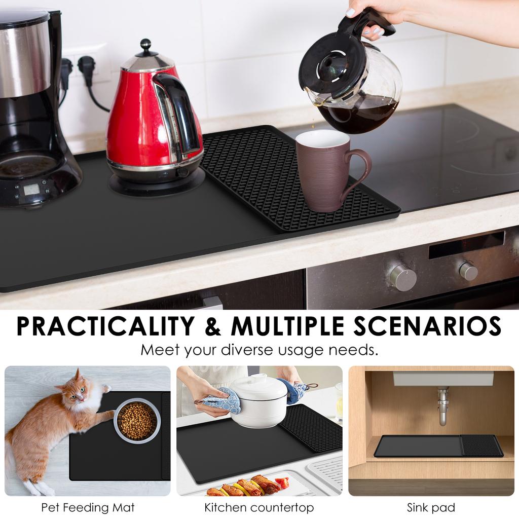 1 Pc Silicone Coffee Mat Detachable Espresso Machine Mat Multi-purpose Dish Drying Pad Non-Slip Bar Mats for Countertops Kitchen