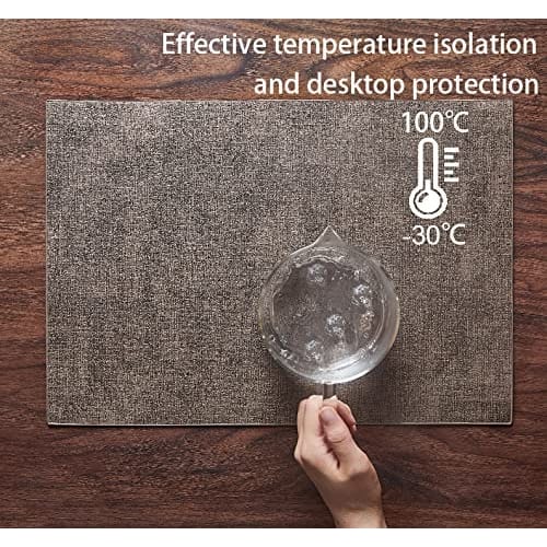 Aoipend Washable Placemats, PU Leather, Set of 4, Nordic Style, Water-Repellent, Stain-Resistant, Insulated, Non-Slip, Easy to Clean, Double-Sided, Su
