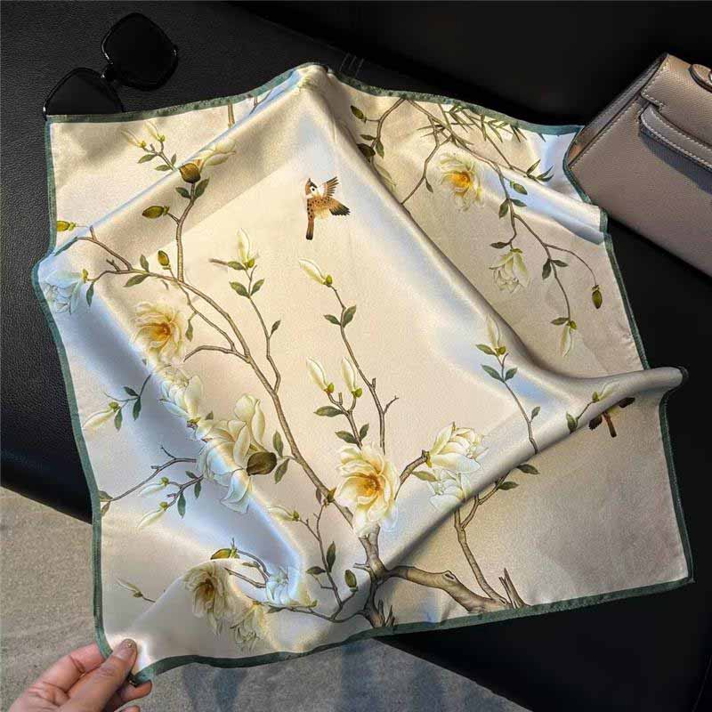 

53x53см 100% Шарф из тутового шелка Роскошная квадратная бандана для волос Элегантная повязка на голову Шейный платок Солнцезащитная шаль для женщин 53*53cm