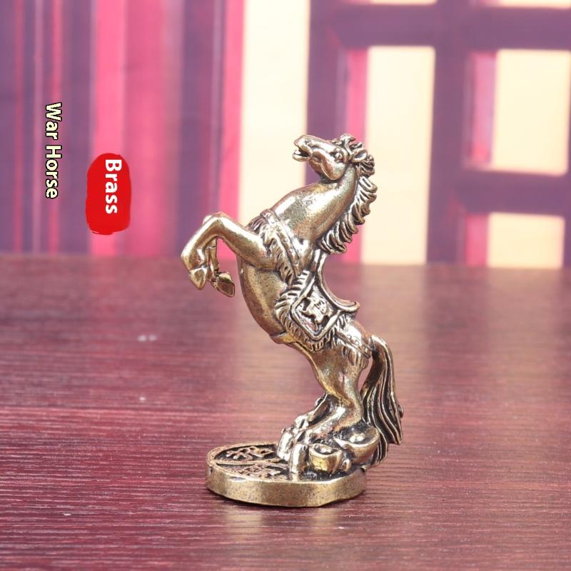 Brass Horse Figurine – Mini Bronze Zodiac Fortune Desktop Decor for Home & Office