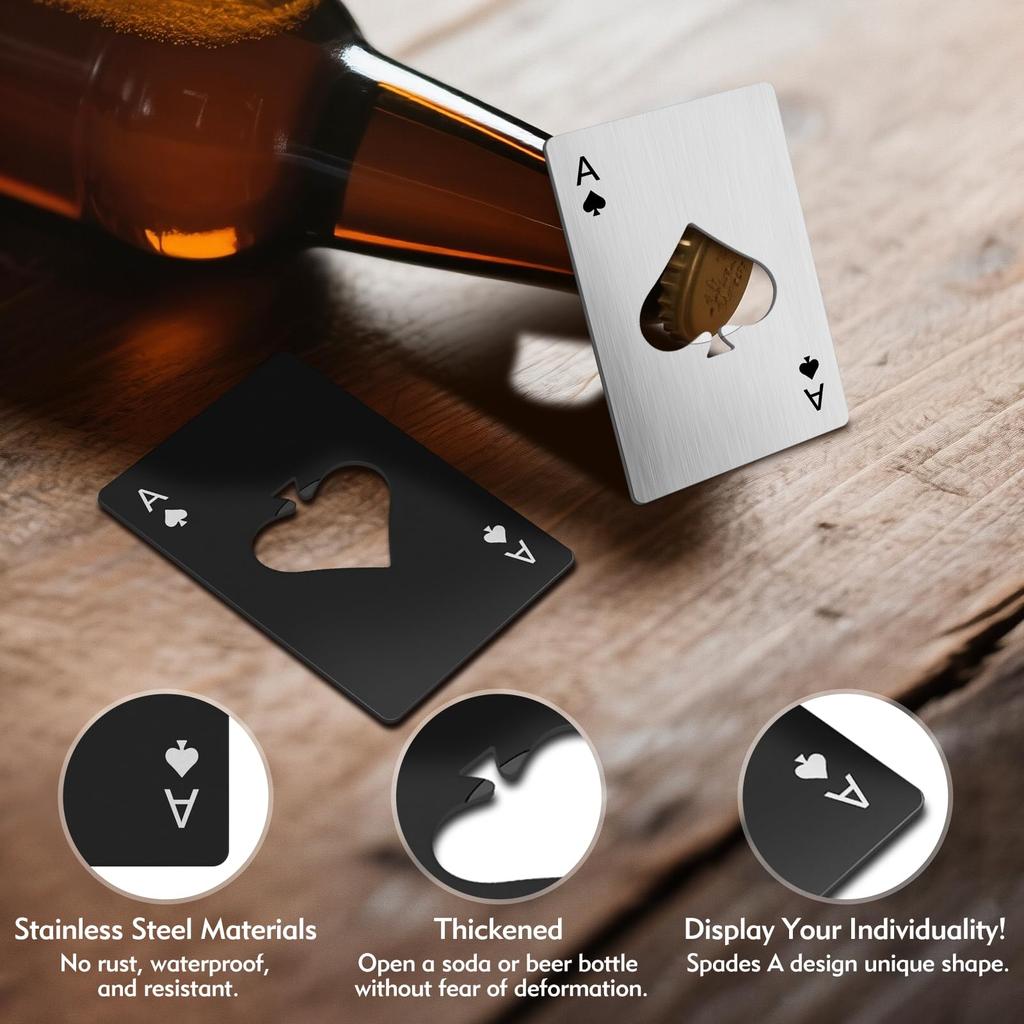 Novelty Ace of Spades Beer Bottle Opener Credit‑Card‑Size Stainless Steel Poker Opener Portable Beverage Opener Unique Gift1