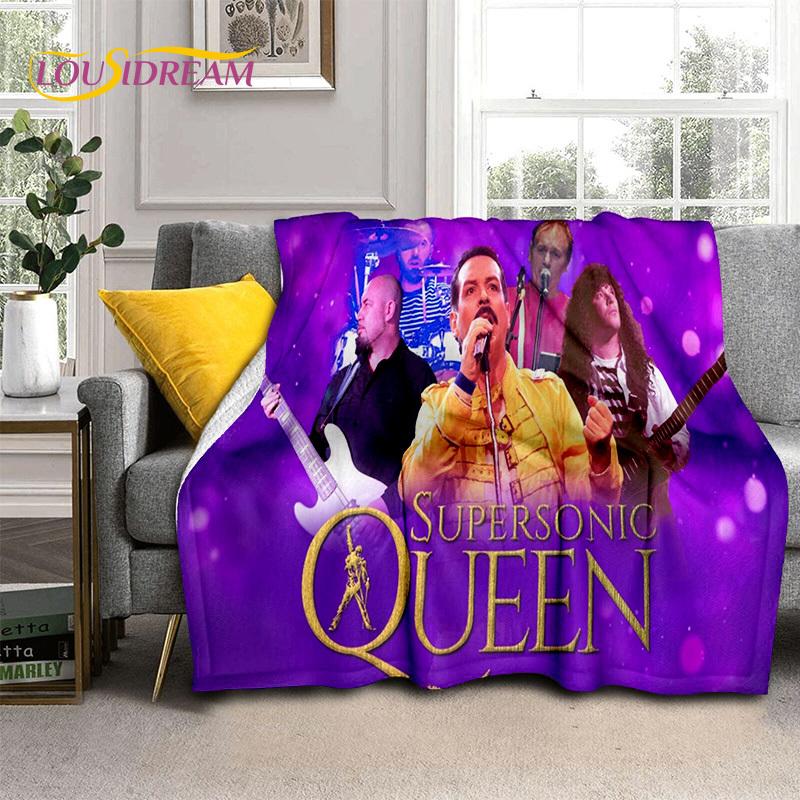 Queen-Rock-Band 3D Freddie Mercury Blanket,Soft Throw Blanket for Home Bedroom Bed Sofa Picnic Travel Office Cover Blanket Kids
