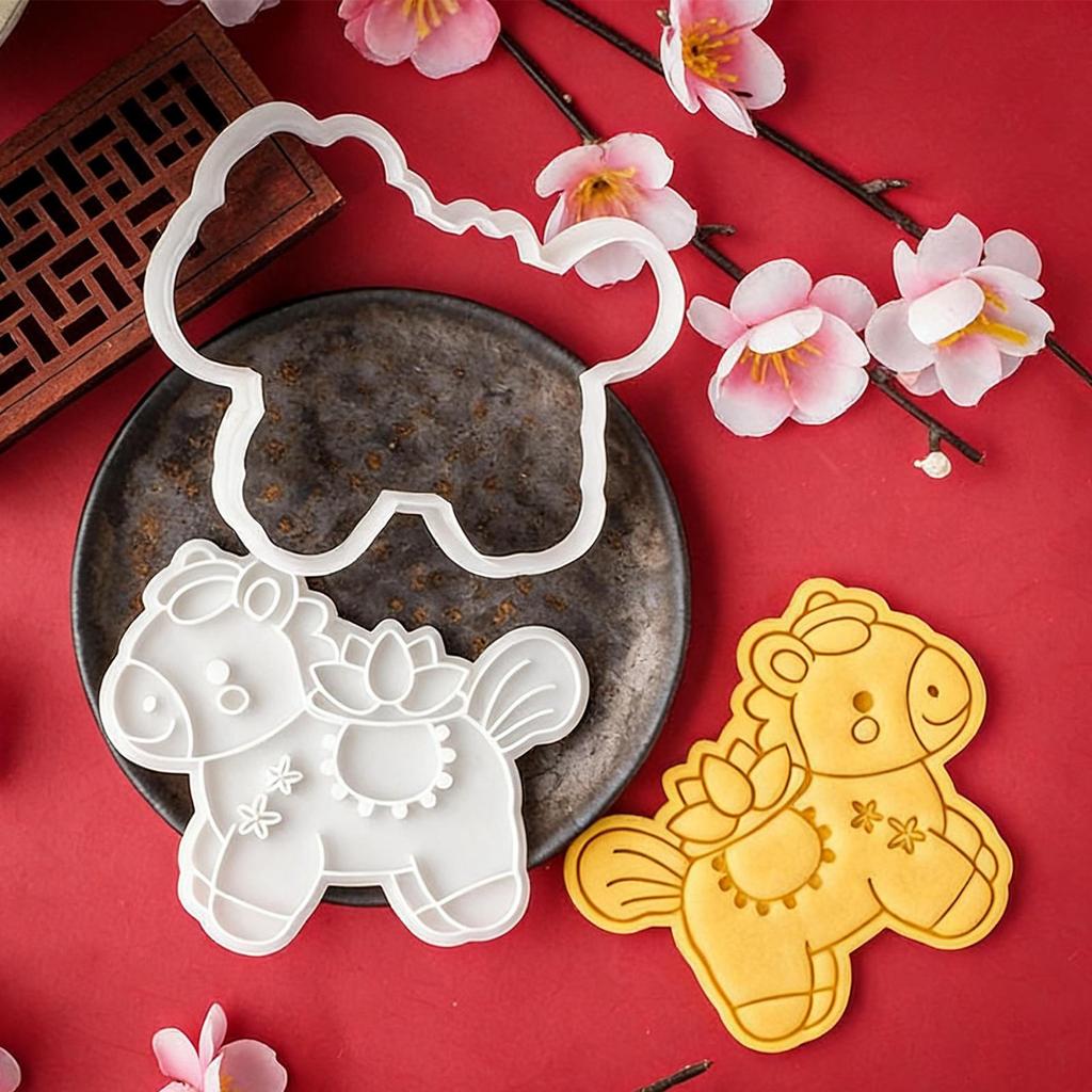 Horse-shape Cookie Cutter Cartoon Pony Cookie Mould Non-Stick 3D Printed Horse Year Baking Biscuits Molds For Dough Pastry Pie