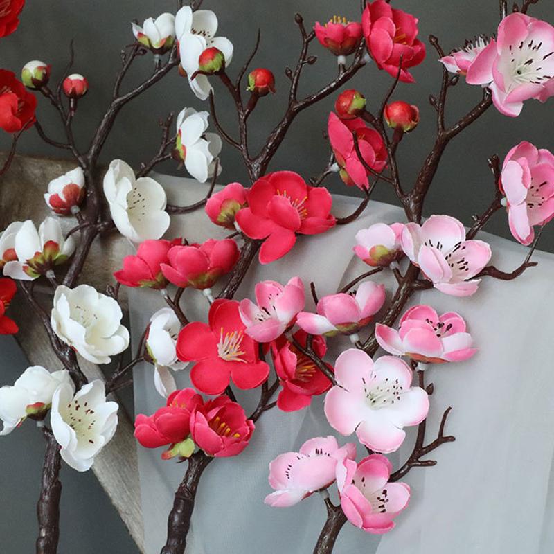 Artificial Flower Cherry Red Artificial Plant Plum Blossom Silk Flower Small Winter Plum