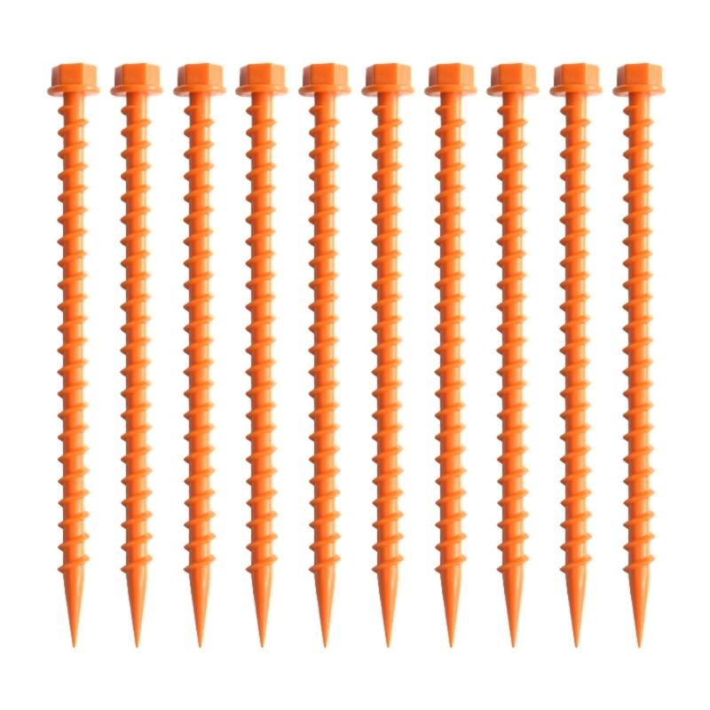 10Pcs Plastic Pegs Ground, Tent Hard Ground Pegs, Screw in Tent Pegs for Camping
