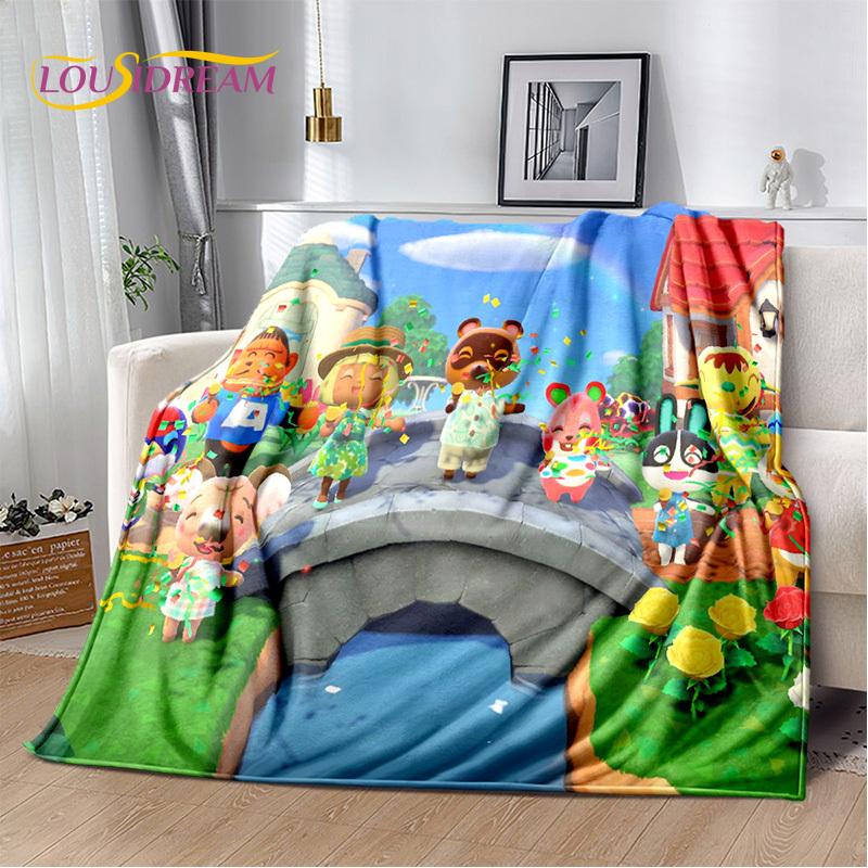Manta de dibujos animados de Animal Crossing New Horizons, manta suave para el hogar, dormitorio, cama, sofá, Picnic, viaje, oficina, manta para niños
