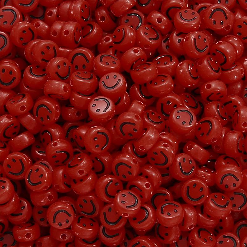 Smiley Face Acrylic Beads, 7mm Round for DIY Kids' Jewelry & Bracelets