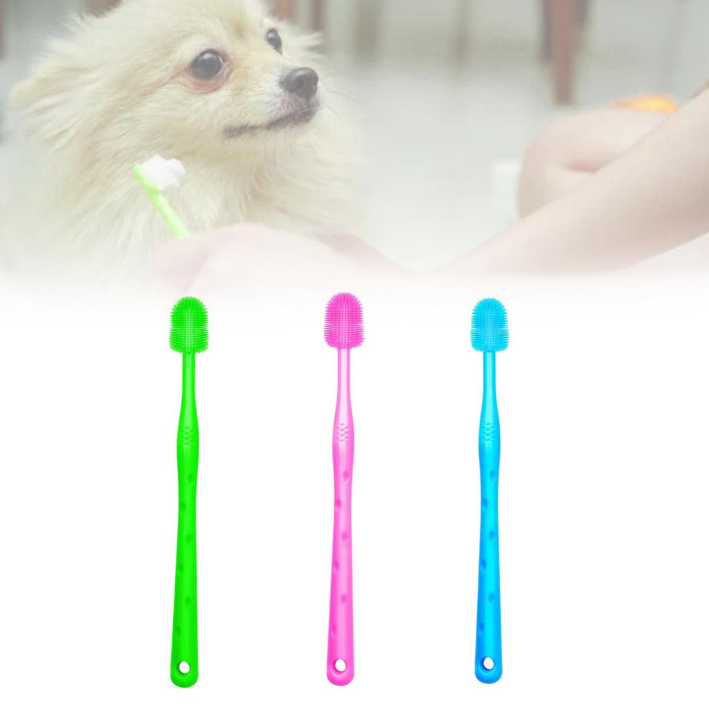 Dog Toothbrush for Pet Cat Tooth Cleaning Kit Soft Bristle Toothbrush Rotatable Deep-Clean Pets Dental Care Toothbrushes