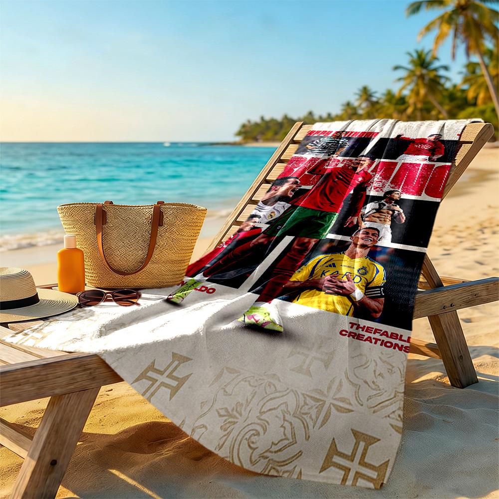 Cristiano Ronaldo Beach Towel Quick-Dry Soft Microfiber Comfortable Lightweight Perfect for Traveling Yoga Camping and Swimming