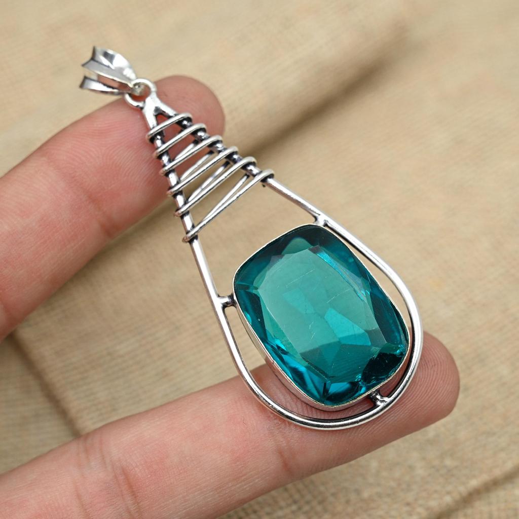 Indicolite Beautiful Gemstone 925 Sterling Silver Handmade Dainty Jewelry Women Pendant