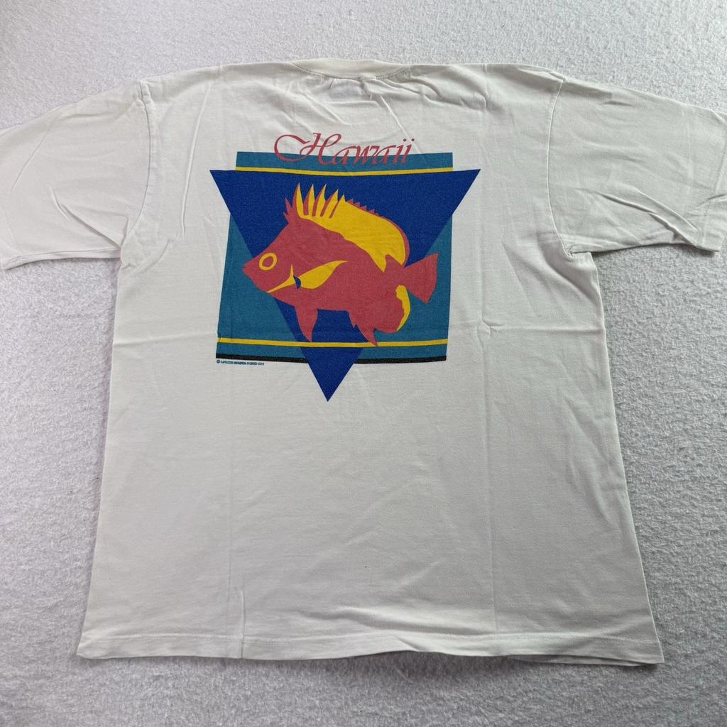 Vntg crazy shirt Maui Swimming Fish Souvenir Cotton T-Shirt Single stitch Medium