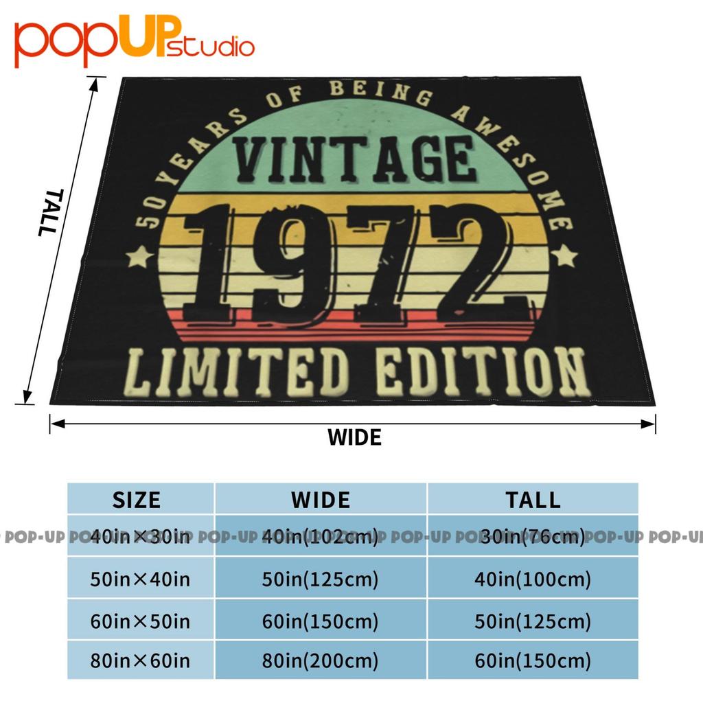 50 Year Old Vintage 1972 Edition 50Th Bday Ultra-Soft Blanket Quilt Winter Sofa Cover Bed Covers