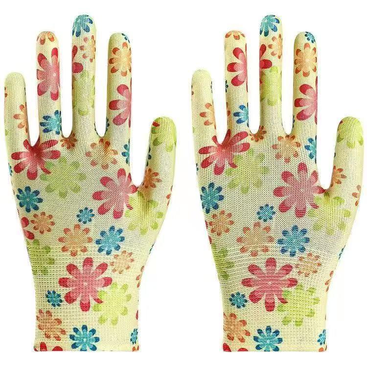 Lekkie Oddychające Nylonowe Rękawice Ogrodnicze - Odporne na Zużycie, Wzory Wielokolorowe