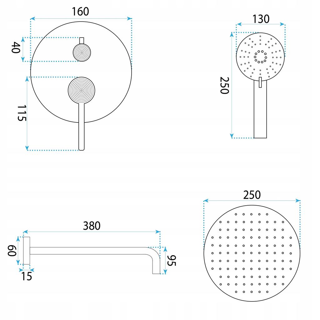 Rea Foster Brushed Copper Concealed Shower Set
