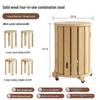 Sgabello Impilabile in Legno Massiccio con Ruote – Design Sei-in-Uno per Facile Conservazione e Uso Domestico