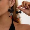New Design Sweet Cool Black Bowknot Spider Dangle Earring for Women Gothic Spider Web Bat Long Tassel Earring Halloween Jewelry