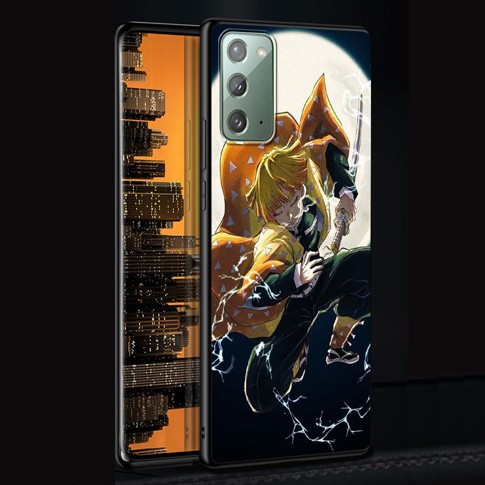 Demon Slayer Case for Samsung Galaxy Note 20 Ultra 10 Lite 9 8 A53 A52 A12 S22 S21 FE S20 Plus Silicone Black Anime Phone Cover