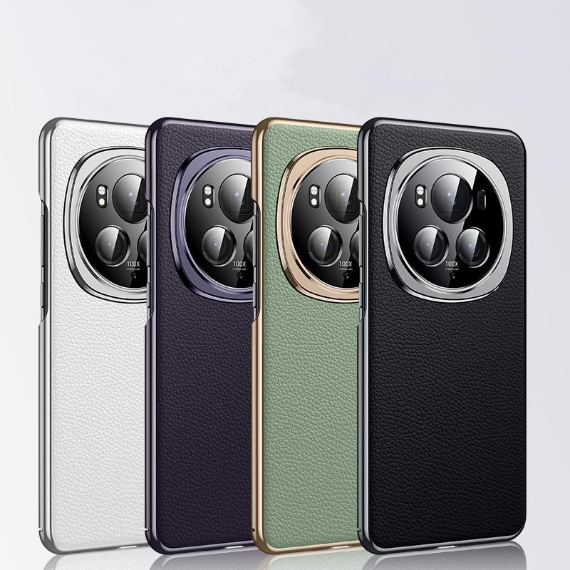 Luxury Genuine Leather Camera Lens Protection Back Case For Honor Magic6 RSR Porsche Design / Pro / 6 Plating PC Bumper Cover