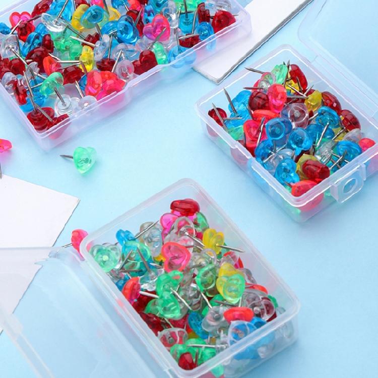 50/100/150Pcs Heart Push Pins Drawing Pins Cork Notice Board Pins Thumb Tacks for Display Picture Note Memos Poster