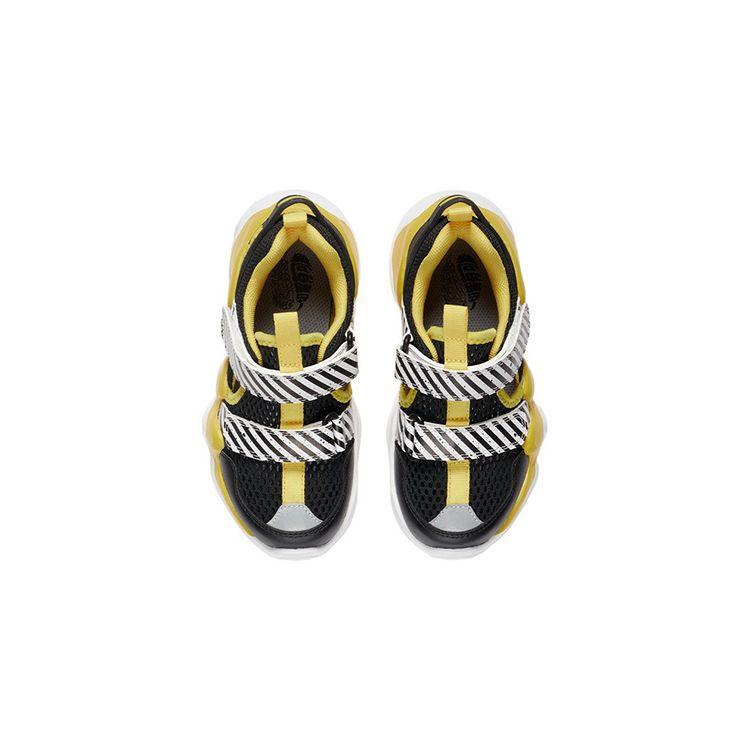 Li Ning Kids Low Top Reflective Sports Slip Resistant Shock Absorbing Durable Casual Shoes Kids sneaker Black Yellow YKNS048-5
