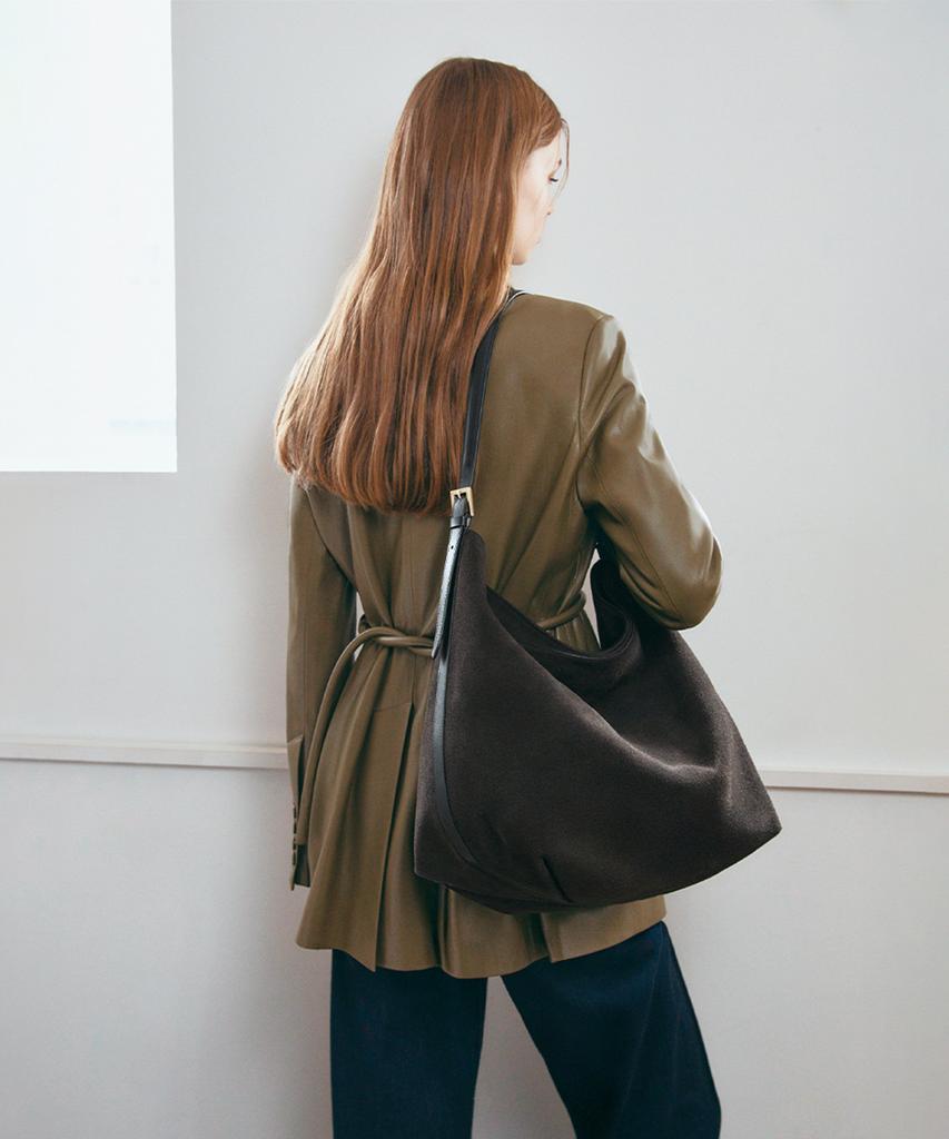 Clave Ellie Suede Dark Brown Tote Bag