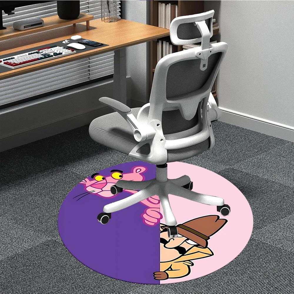 

1pc Pink Panther Detective Office Round Area Rug, Under Office Chairs Bedroom Living Room Home Decor, Available in Various Sizes 80cm by 80cm