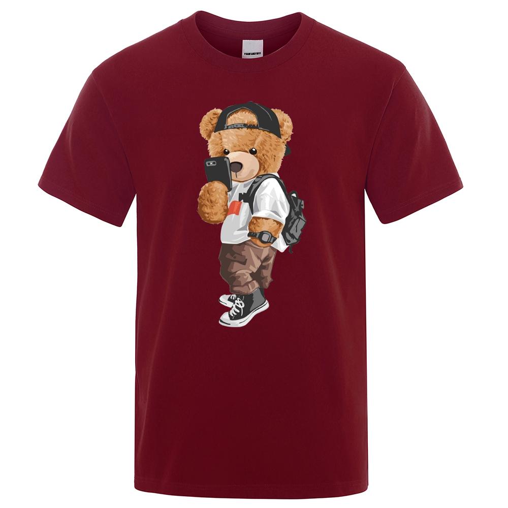 Men 2024 Fashion Ted Bear T Shirt Pure Cotton Tops Tee Funny Men Short Sleeve Crewneck Tees Summer Oversized Female T-Shirts