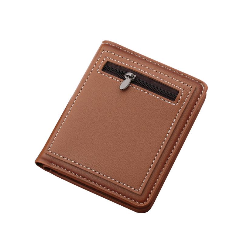 Men's Vertical Short Leather Wallet with Zipper – Niche Design, Holds Driver's License