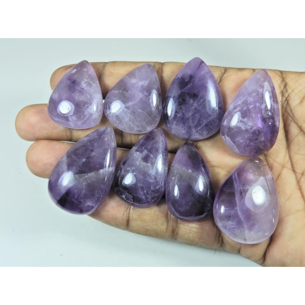 430Cts. Natural Amethyst Lace Agate Pear Cabochon Loose Gemstone 08 Pcs Lot C-3939