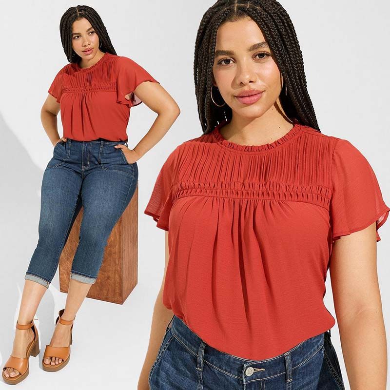 

Export Plus Size Women s Clothing Summer Loose Younger Chiffon Short Sleeve Shirt Fat Sister Slim Looking Belly-Covering Coat Y84 Defective 4