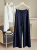 Women's Elastic Waist Wide Leg Pants Loose Straight Leg Trousers Soft Stretch Drawstring Solid Casual Spring Pants