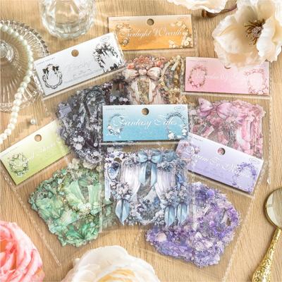 20 szt./opakowanie Naklejki na obramowanie kwiatowe Estetyczne etykiety samoprzylepne Dekoracyjny album do pamiętnika Materiały do scrapbookingu Materiały do dziennika śmieci