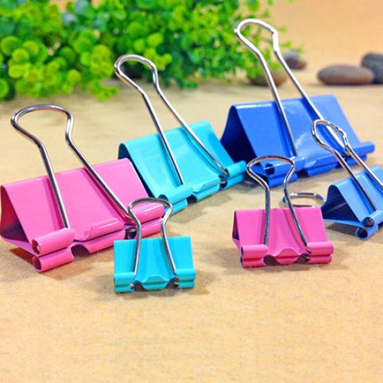 1 Tub Assorted Color Metal Paper Clamps Office Document File Ticket Binder Clips