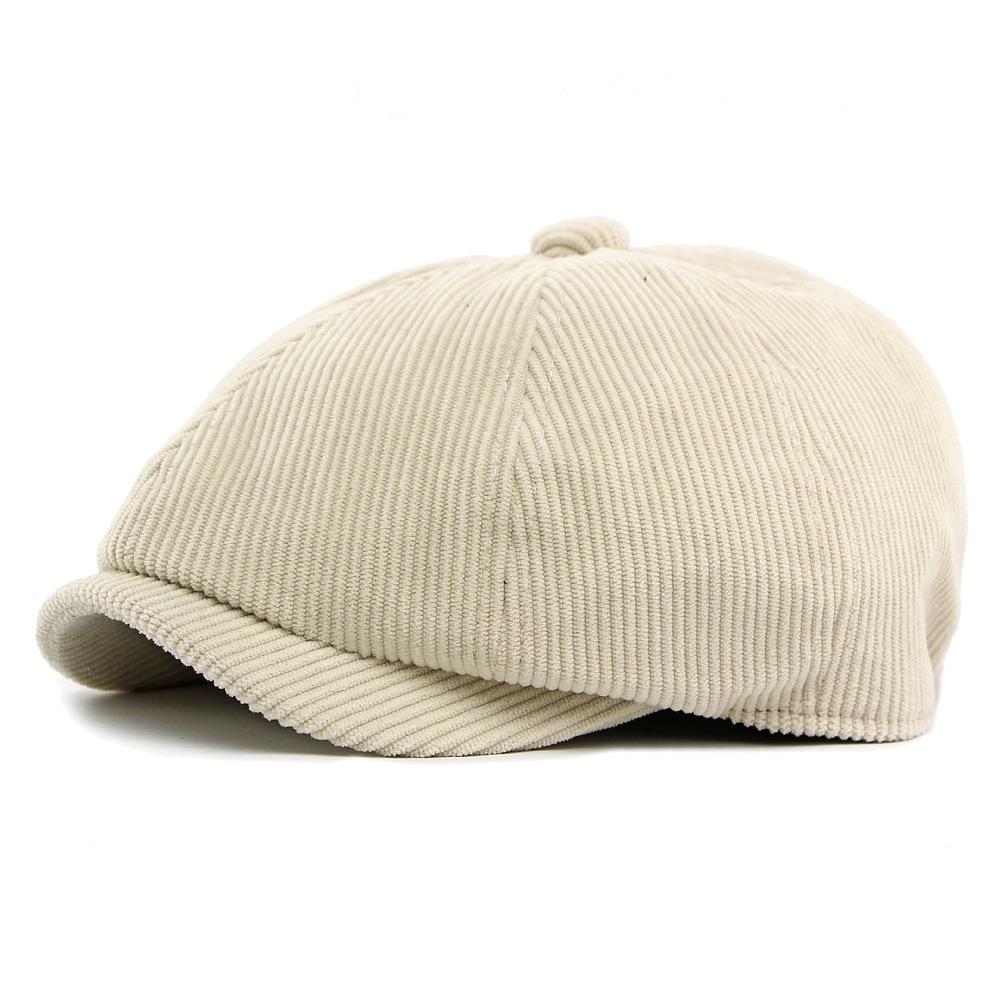 Herbst Winter Mütze Herren Damen Achteckige Mütze Dick Warm Corduroy Britisch Vintage Newsboy Mütze