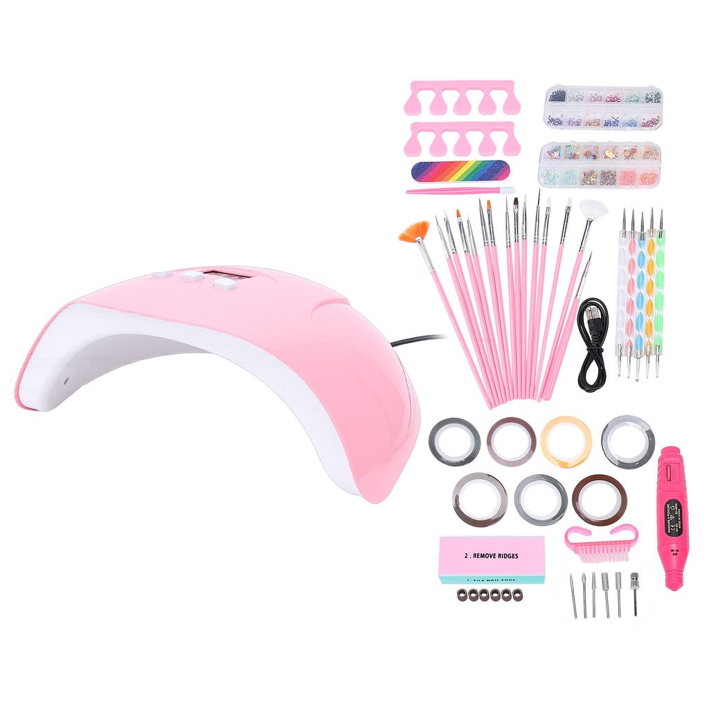 Nail Art Kit for Beginners with Nail Drill Manicure Lamp Glitter Decoration for Women Home DIY