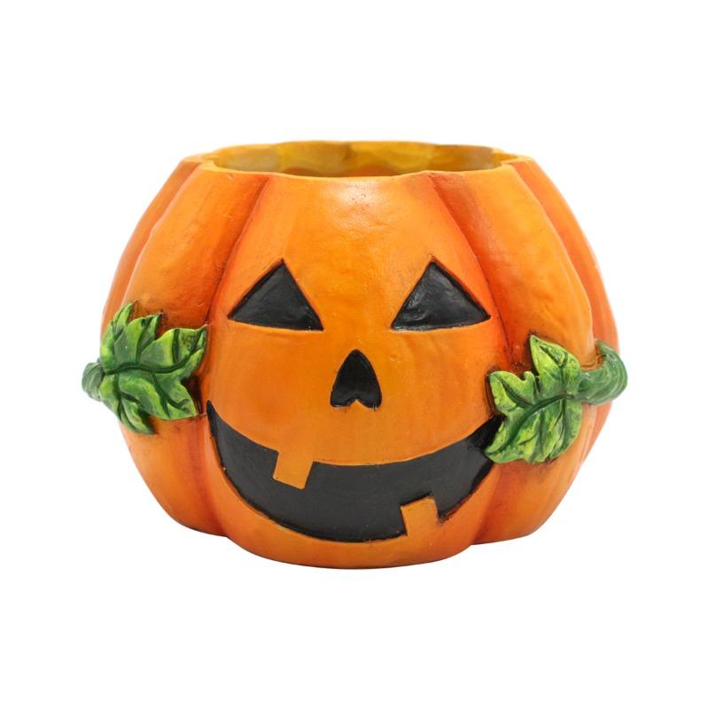 Ghost Face Pumpkin Flowerpot Decoration, Resin Potted Plant Decoration, Home Table Candy Bowl, Halloween Gift